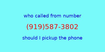 who called me (919)587-3802  should I answer the phone?