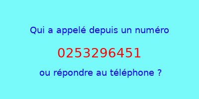 qui a appelé 0253296451  ou répondre au téléphone ?