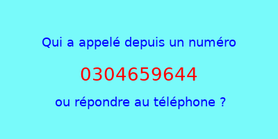 qui a appelé 0304659644  ou répondre au téléphone ?