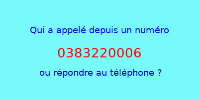 qui a appelé 0383220006  ou répondre au téléphone ?