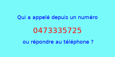 qui a appelé 0473335725  ou répondre au téléphone ?