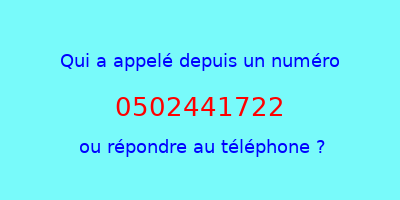 qui a appelé 0502441722  ou répondre au téléphone ?