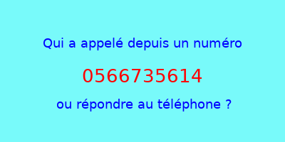 qui a appelé 0566735614  ou répondre au téléphone ?