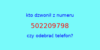 kto dzwonił 502209798  czy odebrać telefon?