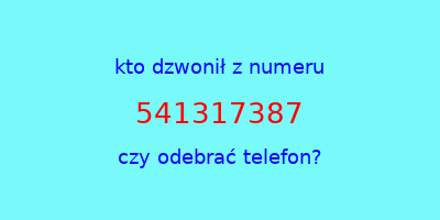 kto dzwonił 541317387  czy odebrać telefon?