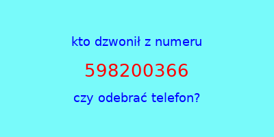 kto dzwonił 598200366  czy odebrać telefon?