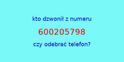 kto dzwonił 600205798  czy odebrać telefon?