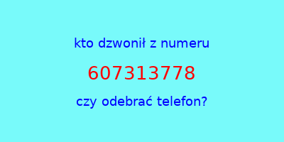 kto dzwonił 607313778  czy odebrać telefon?