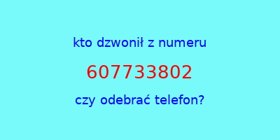 kto dzwonił 607733802  czy odebrać telefon?