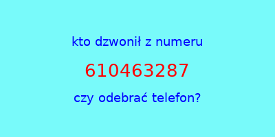 kto dzwonił 610463287  czy odebrać telefon?