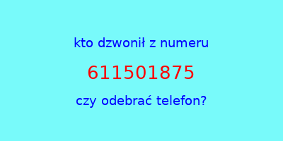 kto dzwonił 611501875  czy odebrać telefon?